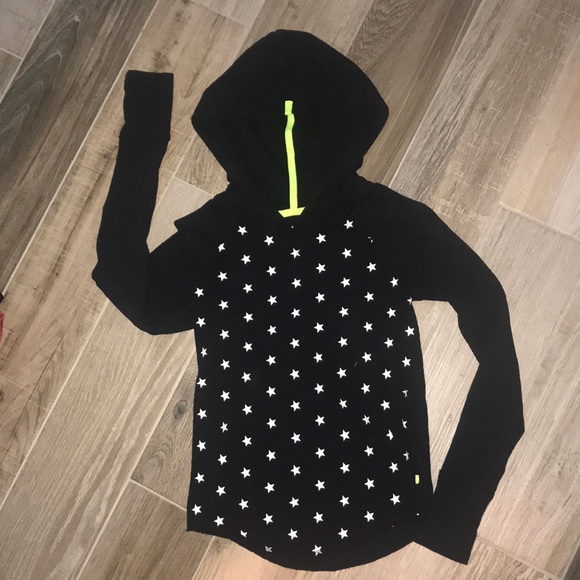 Black and White Stars Tee Hoodie YL - Picture 1 of 3